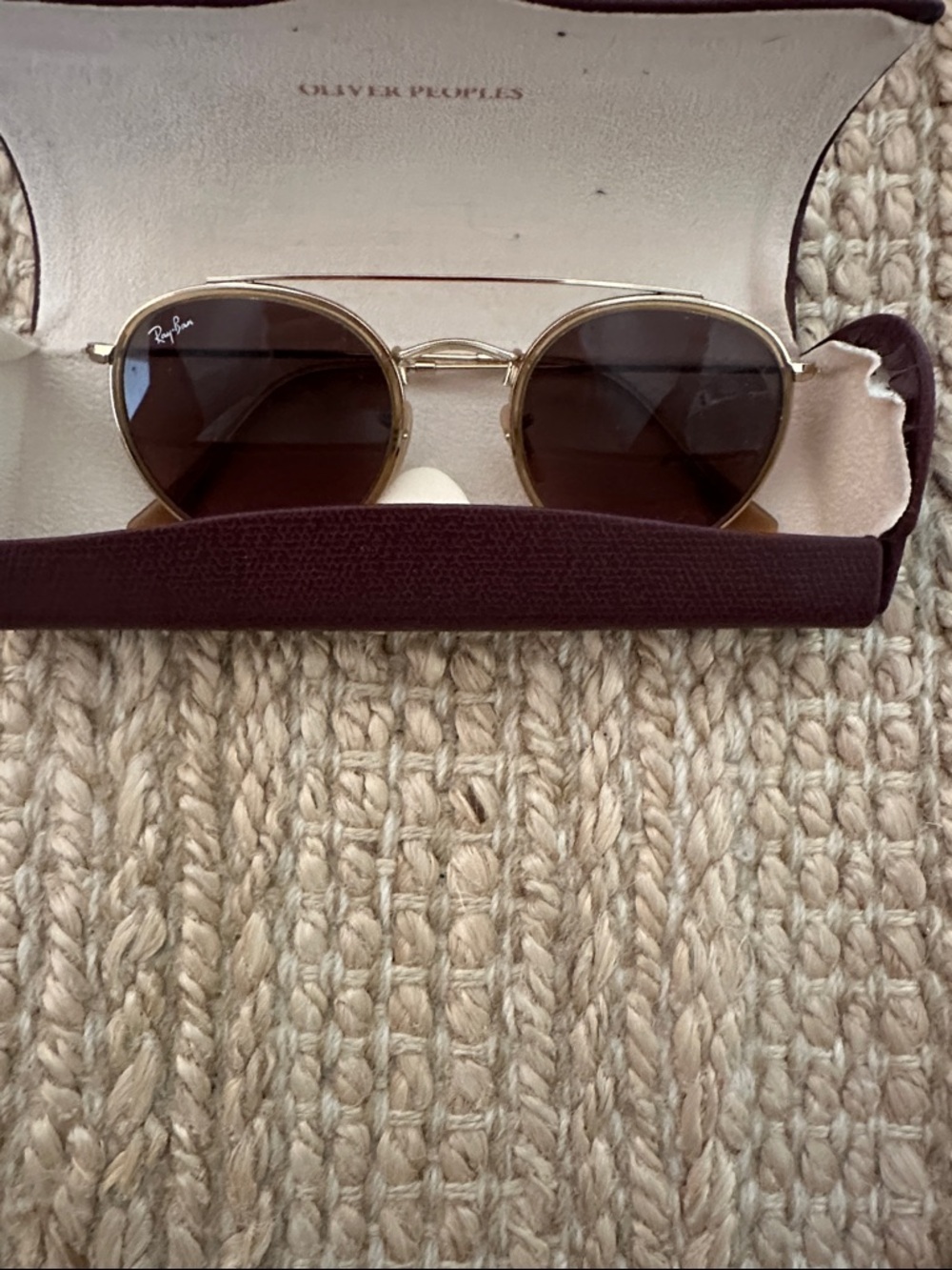Ray-Ban Gold Frame Brown Lens Round Women's Sunglasses